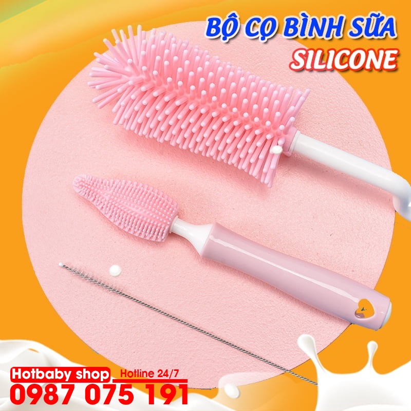 Bộ Cọ Bình Sữa Silicon Inbear Cao Cấp 3 Chi Tiết Xoay 360 Độ