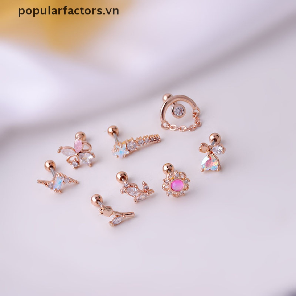 Bông tai dạng xỏ bằng thép không gỉ đáng yêu cá tính