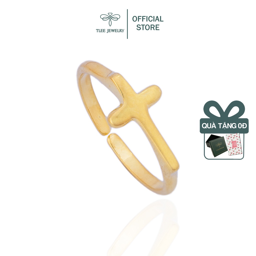 Nhẫn bạc TLEE thánh giá, chữ thập basic mạ vàng 14k TleeJewelry A0106