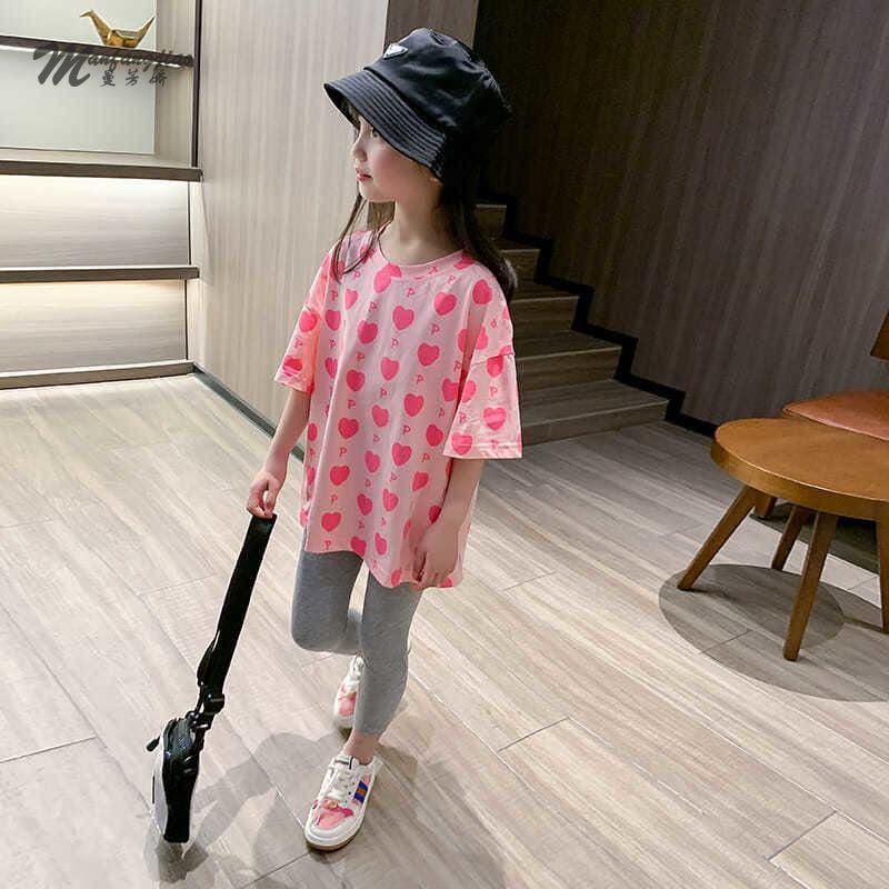 Áo Thun Tay Ngắn In Họa Tiết Trái Tim Dễ Thương Thời Trang Mùa Hè Cho Nữ