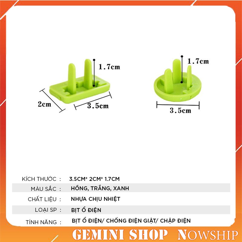 Bịt ổ điện 2 chân cao cấp chống giật nhỏ gọn chắc chắn bảo vệ an toàn cho bé A23