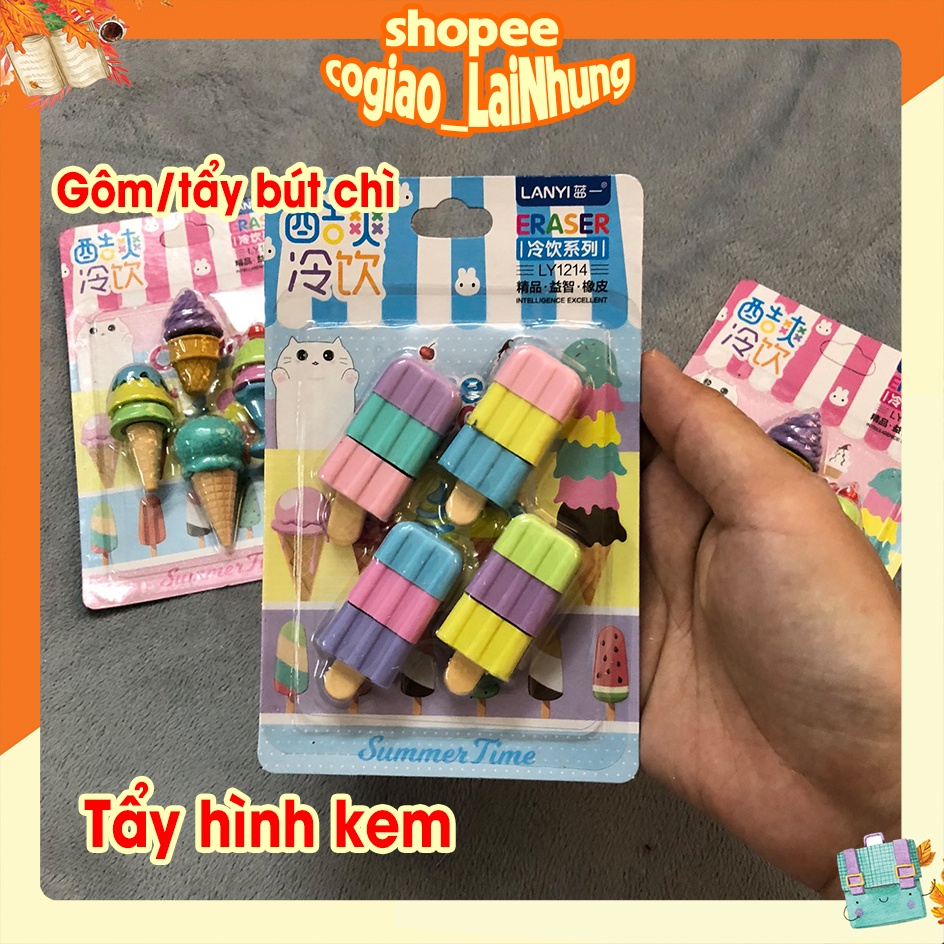 Gôm tẩy bút chì học sinh cute dễ thương, siêu sạch