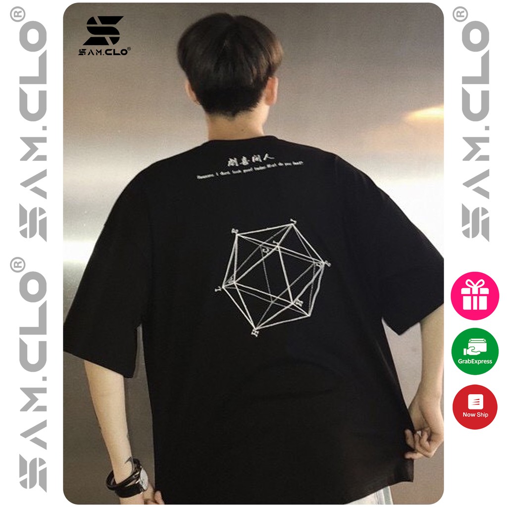 Áo thun tay lỡ SAM CLO freesize nữ phông form rộng Unisex, mặc lớp, nhóm, cặp in hình ĐA GIÁC màu đen chữ nhật | BigBuy360 - bigbuy360.vn