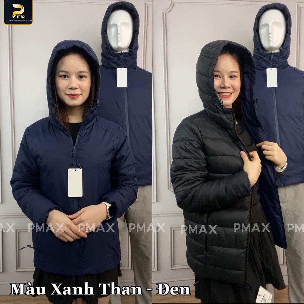 Áo phao nam nữ thời trang PMAX 2 mặt siêu nhẹ thể thao cản gió, giữ ấm mùa đông