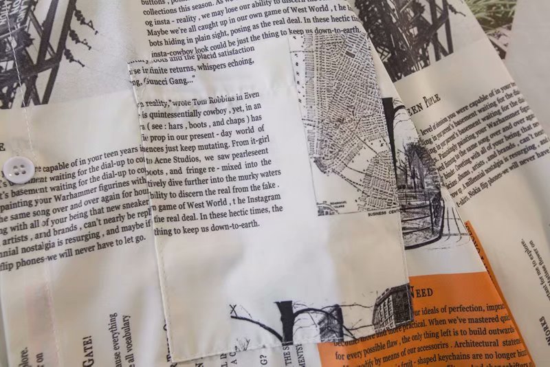 Áo Sơ Mi Tay Dài In Họa Tiết Tờ Báo Độc Đáo Cho Nam Nữ | BigBuy360 - bigbuy360.vn