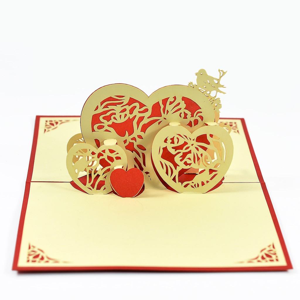 Thiệp nổi 3D Pop-up love- chủ đề tình yêu, quà tặng cho các dịp quan trọng đặc biệt, size 10x15cm  LO014