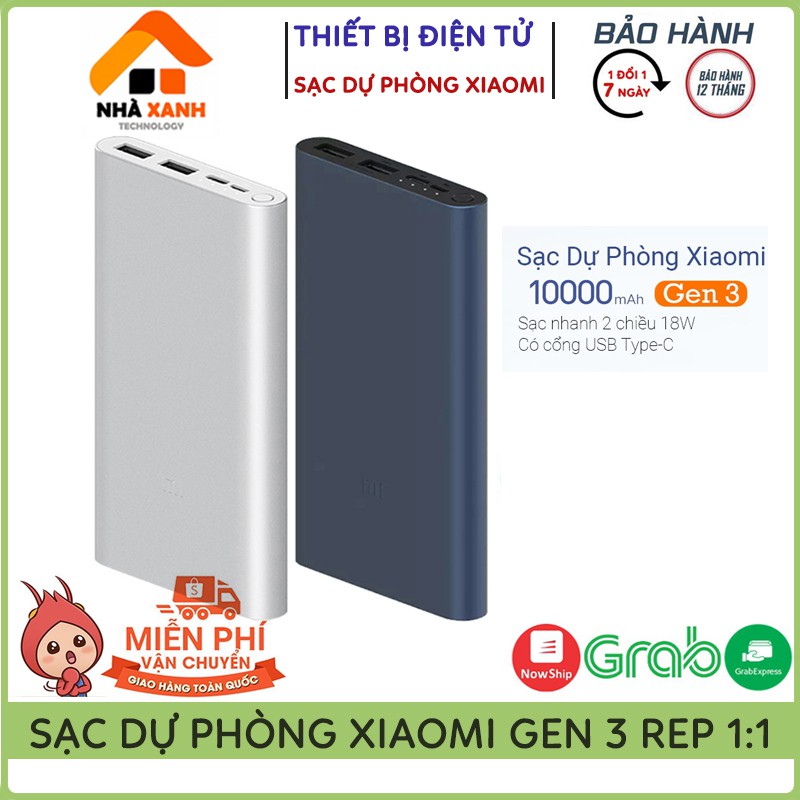 Sạc Dự Phòng Xiaomi Gen 3 - 10000mAh Hỗ Trợ Sạc Nhanh 18W, 2 Cổng Sạc USB Tiện Dụng, Bảo Hành 12 Tháng Lỗi 1 Đổi 1