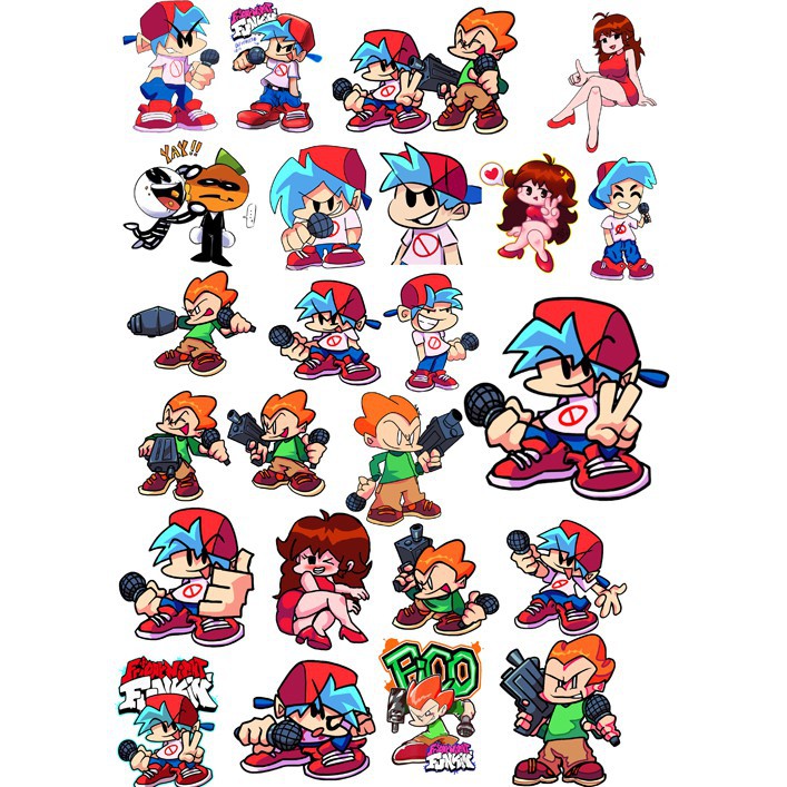 Ảnh Sticker Friday night funkin nhiều mẫu khác nhau / Hình dán anime game Friday Night Funkin