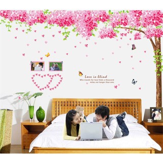 Decal dán tường trang trí mẫu cây hồng và trái tim cực kỳ đẹp