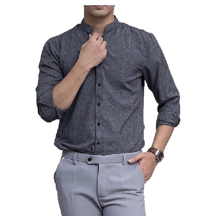 Áo sơ mi đũi cổ tàu [free ship] màu xám tiêu dáng body, chất vải đũi cao cấp Mã  -SMTD- [VNXK] | BigBuy360 - bigbuy360.vn