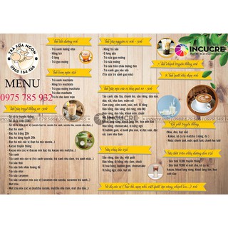 01 Tờ Menu A4 Ép Plastic