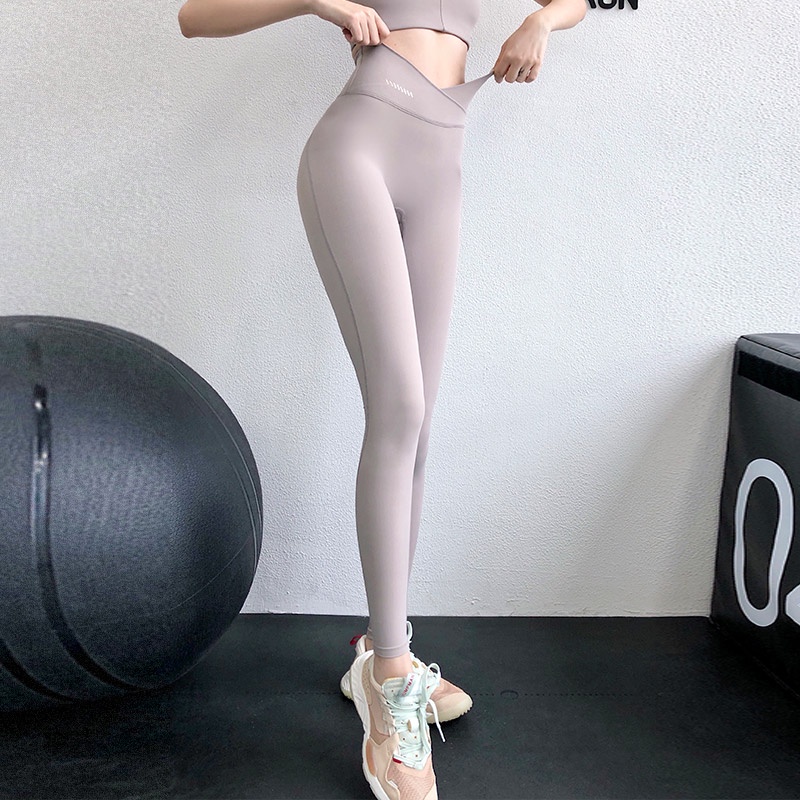 Quần dài ANRAN bó sát lưng cao co giãn tốt dành cho tập yoga chạy bộ