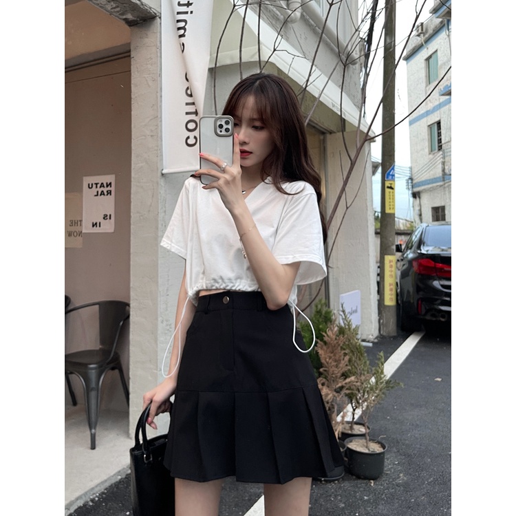 Xiaozhainv Váy Ngắn Lưng Cao Xếp Ly Thời Trang Hàn Quốc Dành Cho Nữ | BigBuy360 - bigbuy360.vn