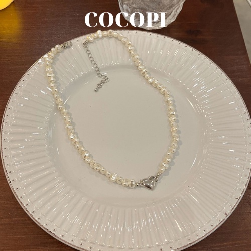 Dây chuyền, vòng cổ ngọc trai nhân tạo mặt đính trai tim Cocopi.accessories VC020