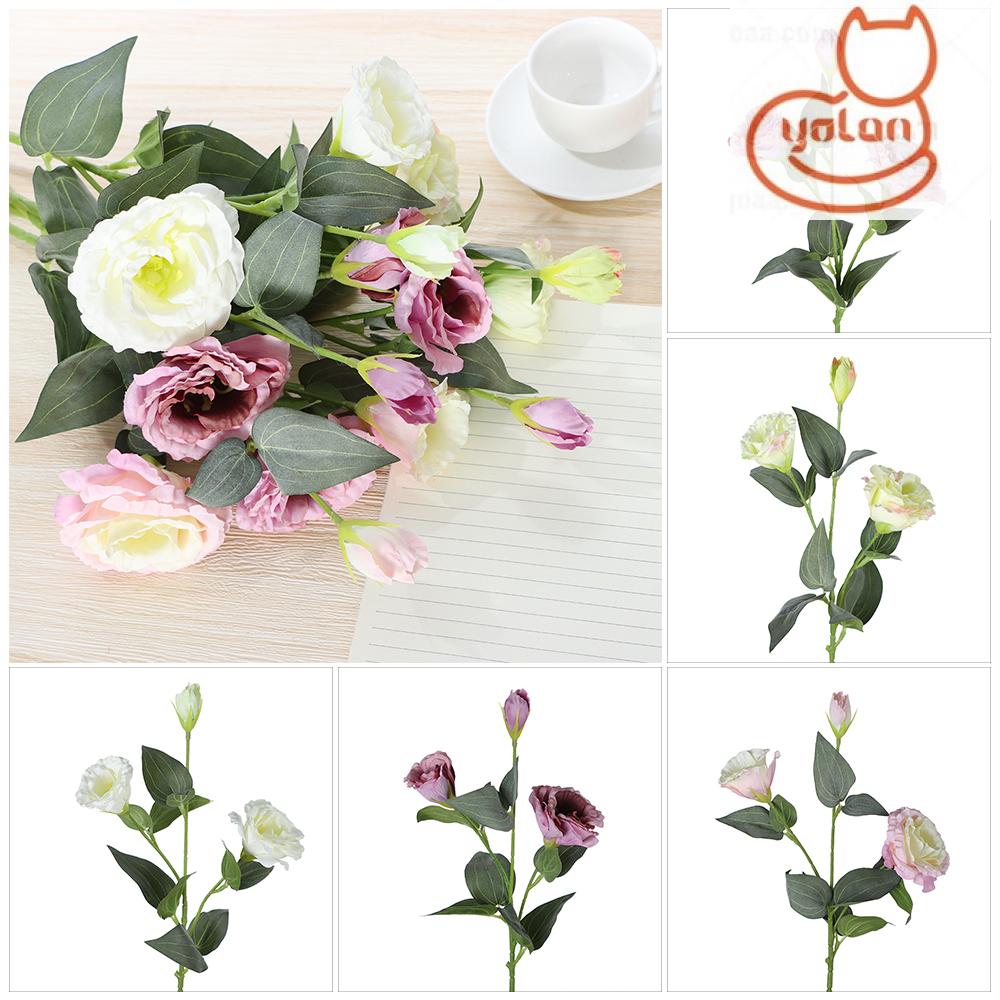 ☆YOLA☆ 3 Branches 70cm Vivid|Eustoma DIY Floral Bouquets Silk Eustoma Beautiful Home Decor Fake Plant Wedding Supplies Artificial Flower/Multicolor