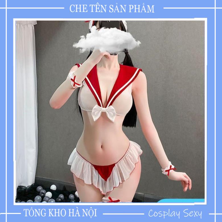 Bộ Đồ Ngủ Cosplay Sexy Nữ Sinh Xuyên Thấu, Váy Ngủ Thủy Thủ Voan Thun Lưới 3 Điểm - Hàng Cao Cấp - mã TTV006 TKVN | BigBuy360 - bigbuy360.vn