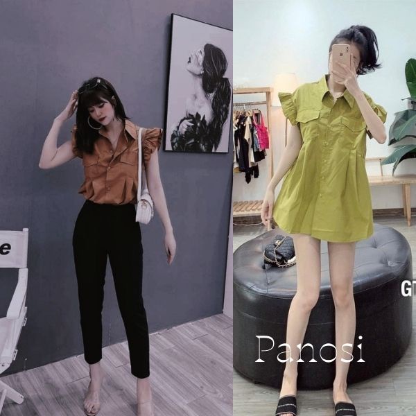 Áo kiểu nữ đẹp ngắn tay bánh bèo cánh tiên trẻ trung sang chảnh - Mã A606