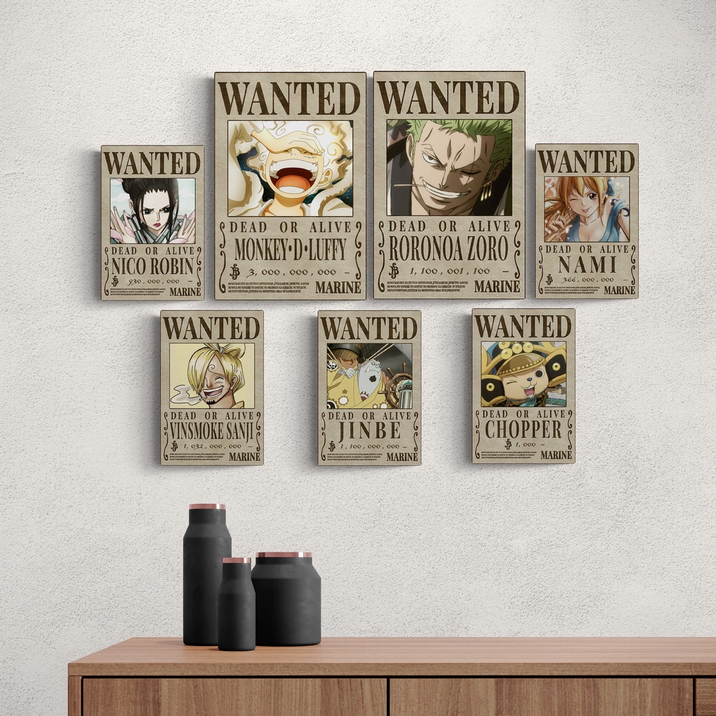 Bộ 7 tranh dán tường chất liệu Fomex, chủ đề OP wanted , tranh decor có sẵn băng keo 2 mặt