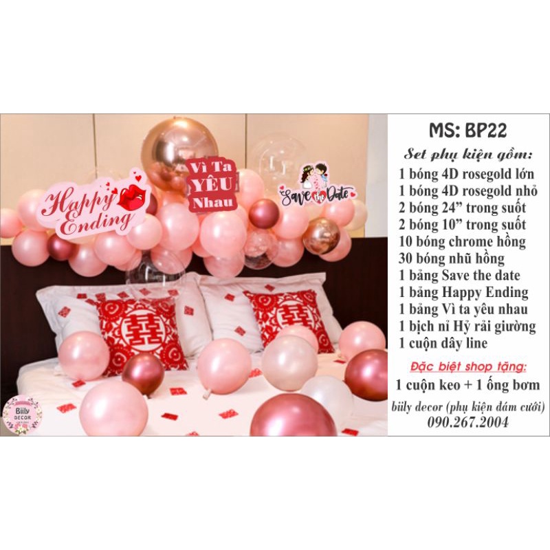 Set bóng trang trí phòng tân hôn