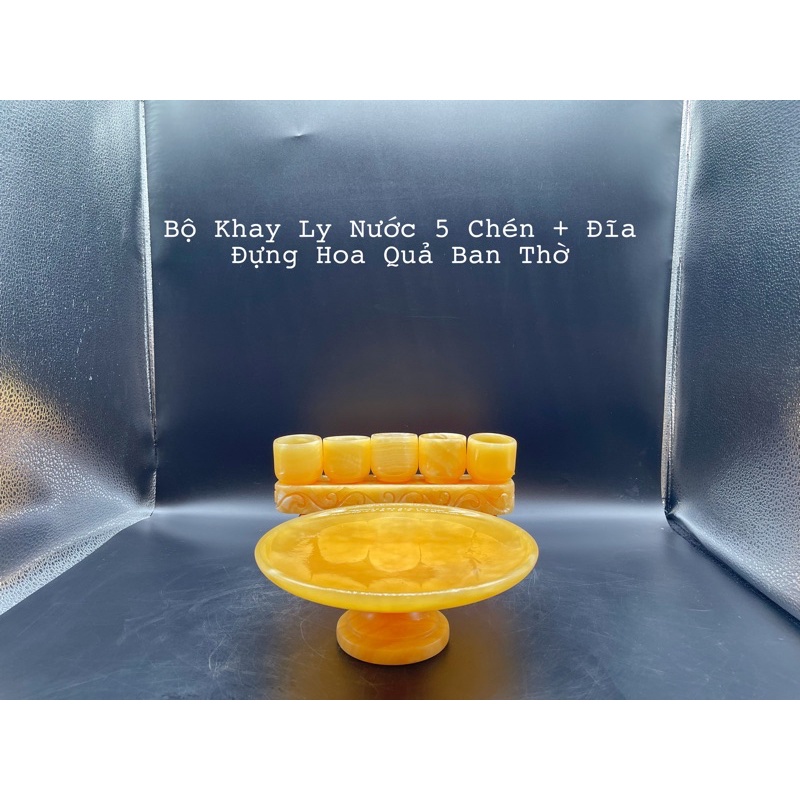 Bộ Khay 5 Ly Nước + Đĩa Đựng Hoa Quả Phong Thuỷ