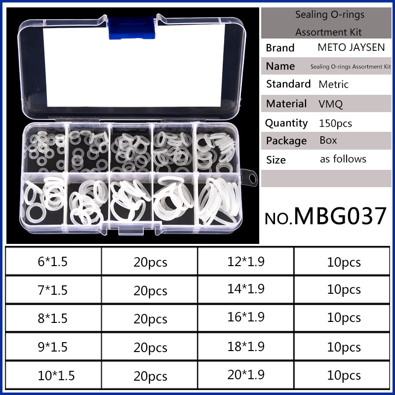 Đen set 150 Vòng Đệm Chữ o Bằng Cao Su Dày 10 Kích Cỡ 1.5mm 1.9mm Chống Thấm Nước / Chống Mòn / Dầu