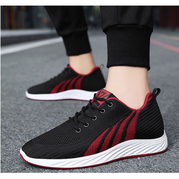 [FULL SIZE] Giày nam giày thể thao sneaker cổ thấp thời trang cực chất ĐEN SỌC ĐỎ cao cấp - SSPZN01