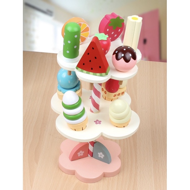 Đồ chơi mô phỏng tháp kem tháp bánh bằng gỗ cho bé- Bond Kids