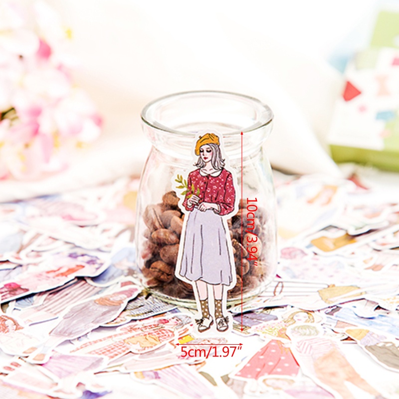 Set 100 Miếng Dán Hoạt Hình Phong Cách Vintage Dùng Trang Trí Sổ Tay DIY