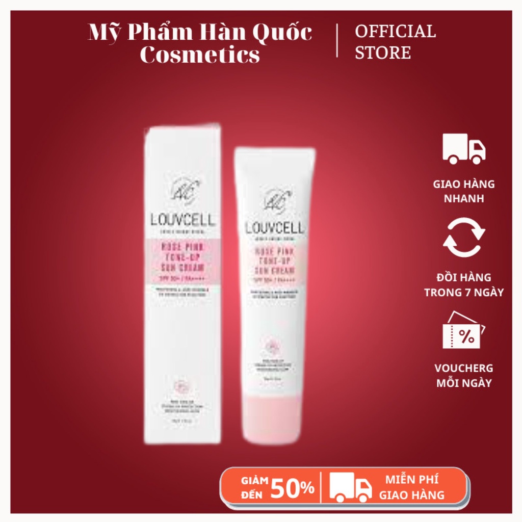 Kem Chống Nắng Nâng Tone Dưỡng Trắng Da Louvecell Rose Pink Tone up Sun Cream SPF50+/PA++++