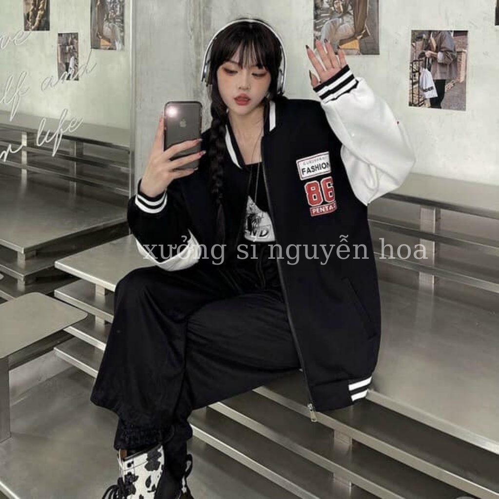 Áo bomber nỉ 86, áo khoác unisex form rộng nam nữ mặc được (kèm video/ảnh thật) Xưởng Sỉ Nguyễn Hoa | BigBuy360 - bigbuy360.vn