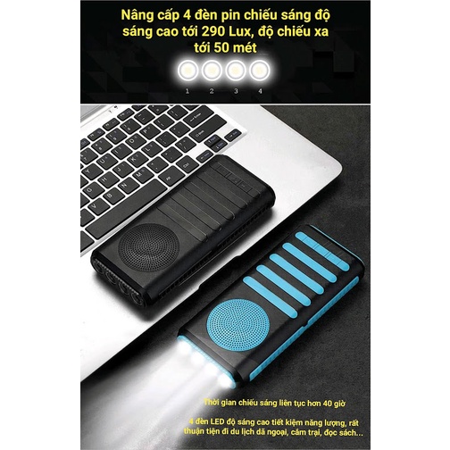 Loa Bluetooth Kiêm Pin Sạc Dự Phòng 10000 mAh Tích Hợp Đèn Pin Siêu Sáng Đa Năng 3 Trong 1