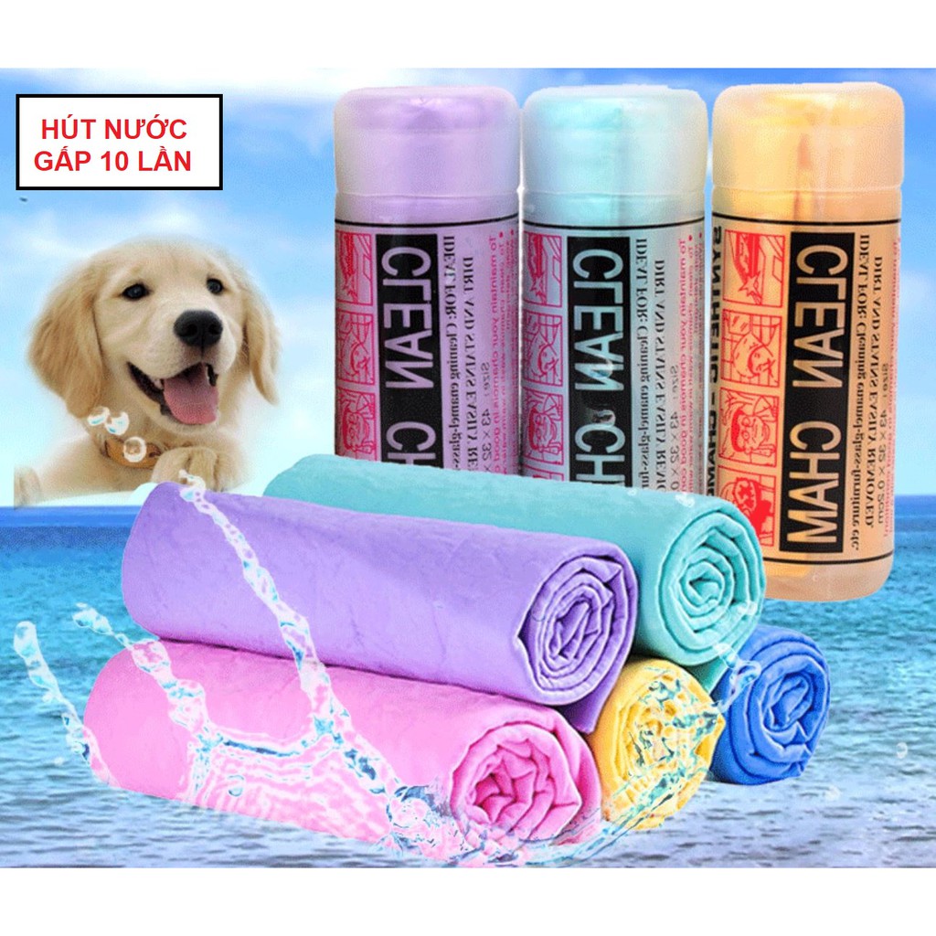 💦 Khăn tắm lau lông chó mèo CLEAN CHARM - Thấm hút gấp 10 lần khăn bông thường - Nà Ní Pet Shop