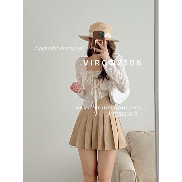 [HÀNG SẴN]SET ÁO 2S THUN REN MIX CADIGAN MỎNG SIÊU XINH