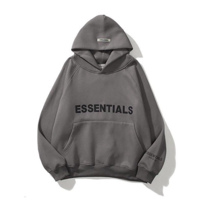 Áo nỉ hoodie Essentials unisex dài tay nam nữ cao cấp in cao su nổi, áo phông nỉ bông sweater có mũ màu nâu, đen M22 | WebRaoVat - webraovat.net.vn