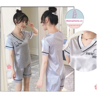 ĐỒ NGỦ (BỘ) XÁM TRƠN Lụa satin [MAIMAIHOME]