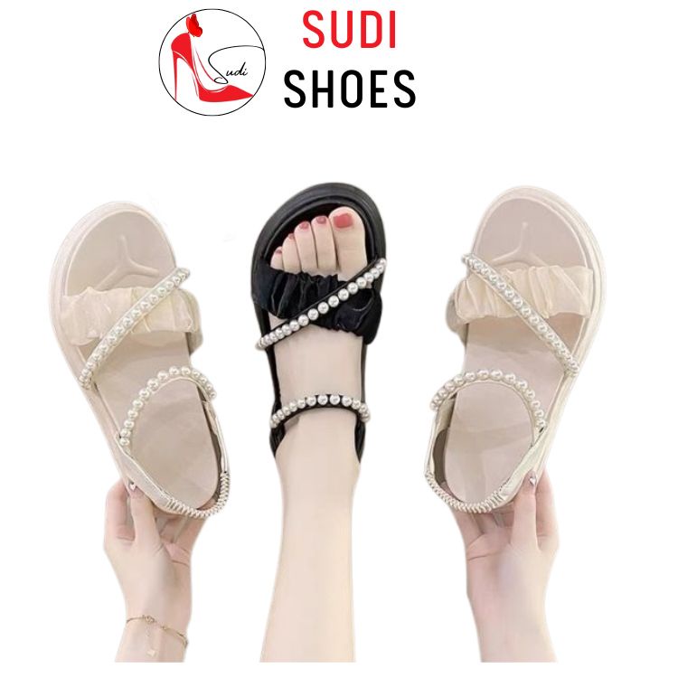 Sandal quai ngọc phối vải voan SUDI SD054-BBA hàng cao cấp cực hot 2022
