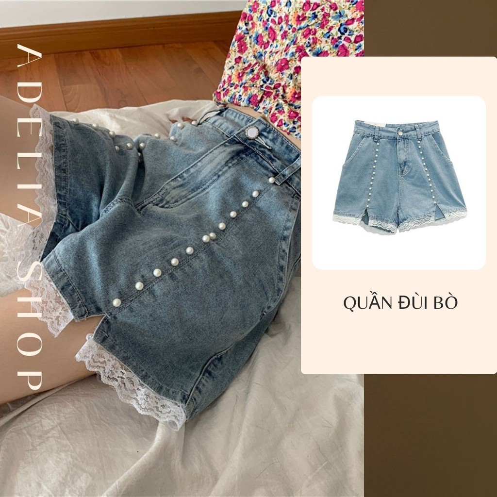 Quần đùi bò phối ren xinh xắn style ulzzang