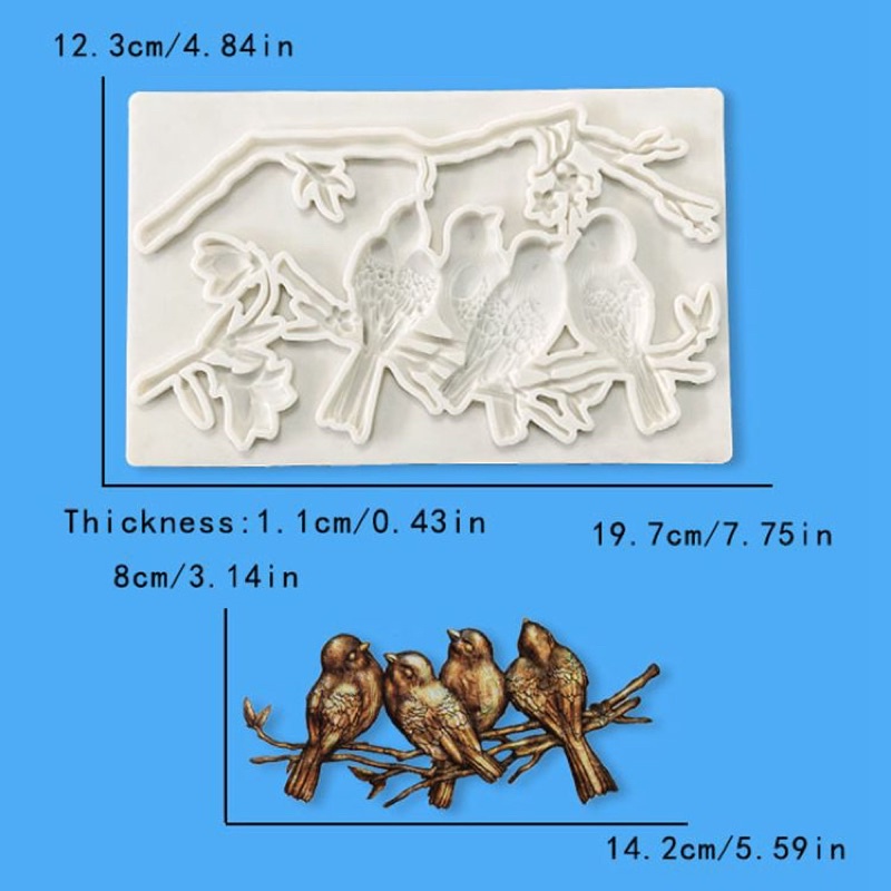 khuôn silicon chim trang trí bánh