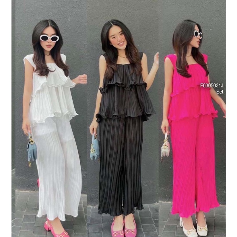 Set dập ly áo bèo tầng 2 dây bảng phối quần suông!