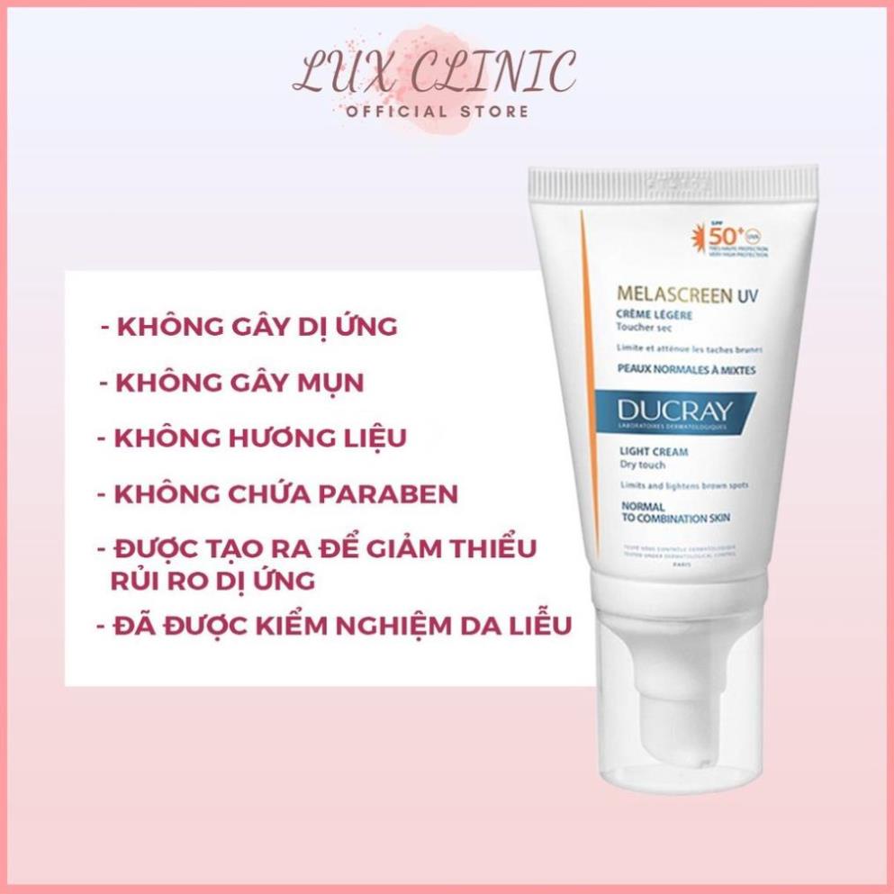 Kem chống nắng Ducray Melascreen UV Light Cream SPF 50+ bảo vệ da khỏi tia UVA, UVB 40ml