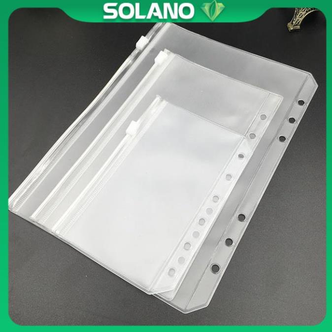 Bìa sổ còng binder SOLANO bìa còng 6 lỗ A5 A6 kiêm túi đựng có khóa kéo SN-001337