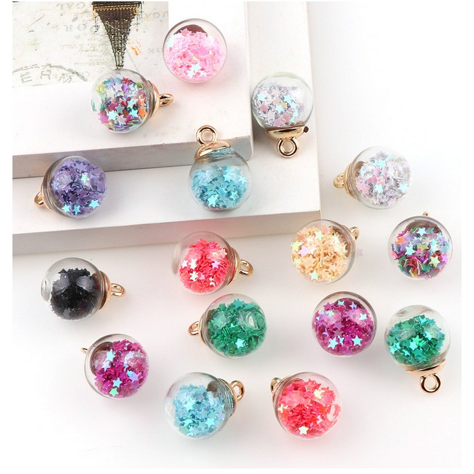 Set 5 quả cầu thủy tinh trong suốt 16mm dùng làm trang sức thủ công