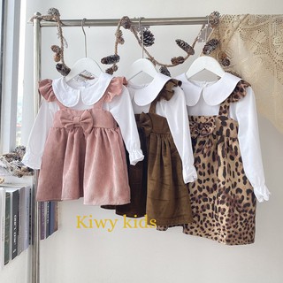 Váy yếm bé gái Kiwy Kids chất vải nhung tăm áo cotton Kids08-2121 cho bé từ 1 tháng đến 5 tuổi