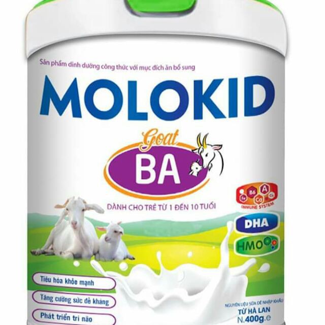 Sữa dê Molokid Goat BA 900gr dành cho trẻ biếng ăn suy dinh dưỡng từ 1 đến 10 tuổi