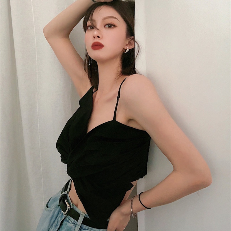 Áo Hai Dây Dáng Ngắn Phối Nơ Quyến Rũ Thời Trang Hè Cho Nữ