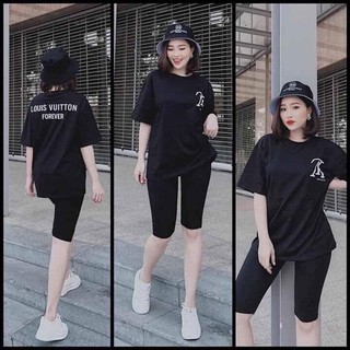 Bộ mặc nhà lửng 1 màu cho nữ