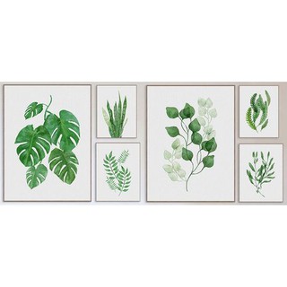 Tranh treo tường bộ 6 tranh lá xanh treo phòng khách