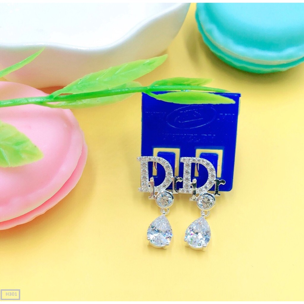 [Bạc thật] Bông tai bạc 950 chữ D cao cấp mã H301