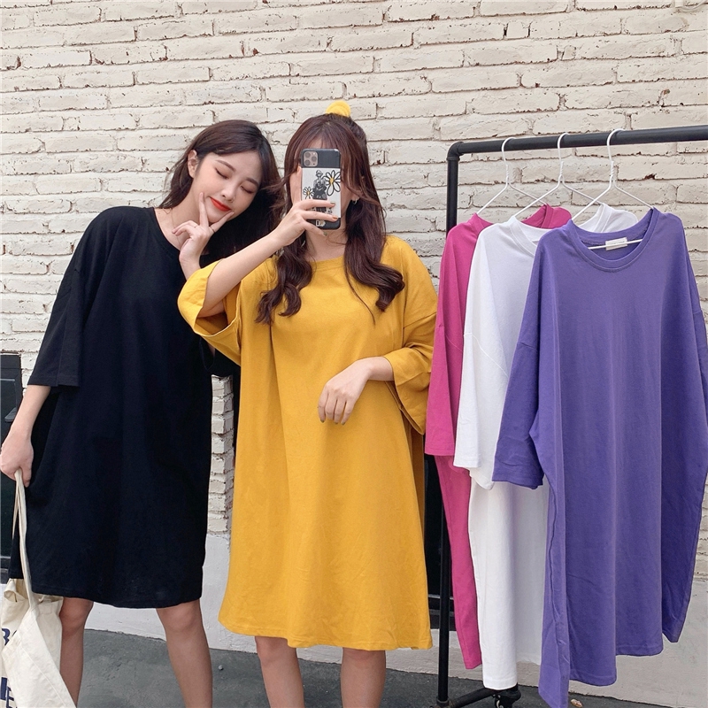 Đầm thun dáng rộng kiểu dáng Hàn Quốc phong cách tinh tế trẻ trung cho phái nữ