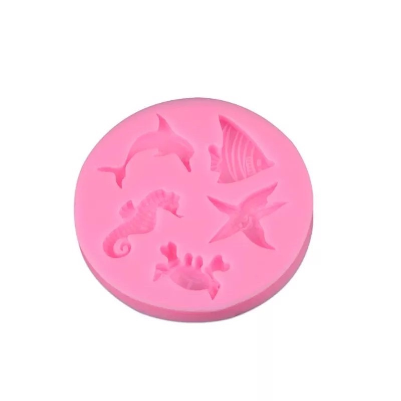 Tấm silicon cá ngựa + cua 3D làm fondant, trang trí bánh trung thu hiện đại